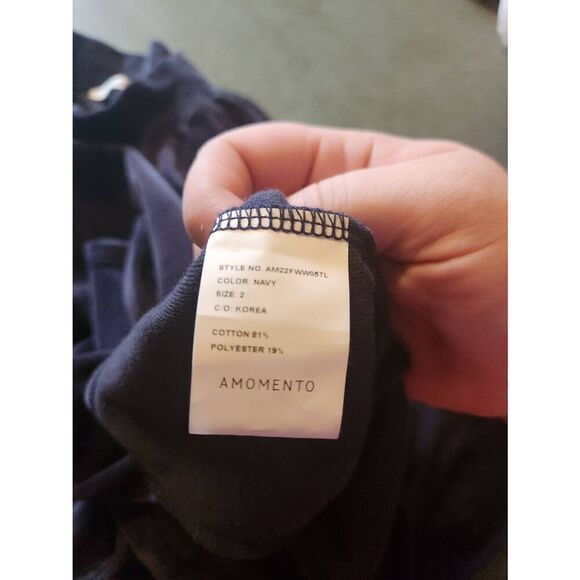 Amomento blue/grey velvet mock turtleneck top sz 2 - Picture 3 of 4